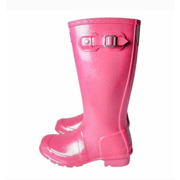 HUNTER Original Pink Glitter Rain Boot Size 2 - Picture 2 of 7